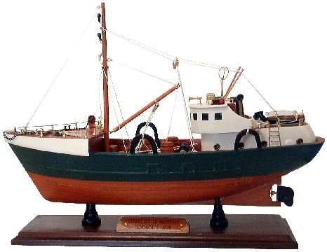 Childrens Toyshop  Küche & Haushalt : FISCHERBOOT 45 CM MODELL MARITIM HOLZ BOOT KUTTER MODELSCHIFF CHALUTIER SCHWARZ-GRÜN NEU + OVP