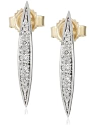 Mizuki Silver and Gold Curved Diamond Icicle Stud Earrings