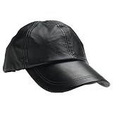 Genuine Solid Leather Black Leather Baseball Cap Hat