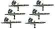 6 Pack Set of Multi-Purpose Precision Dual-Action Gravity Feed Airbrushes