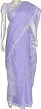 Fashion Saris in Chikan Embroidery on Cotton Purple (ochsari100)