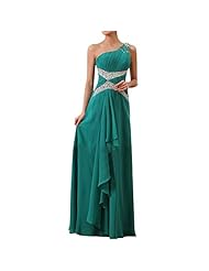 Plus Size One Shoulder Beaded Chiffon Floor Length Evening Dress/Prom Dress/Party Dress 