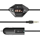 iClever Wireless FM Transmitter Radio Adapter Car Kit with 3.5mm Audio Plug and USB Car Charger, Black