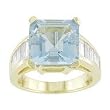 14K Yellow Gold Aquamarine and Diamond Ring