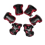Como Skating Pads Palm Knee Elbow Support Protector Black Red for Lady Man
