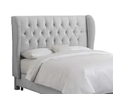 Skyline Furniture Velvet Tufted Queen Wingback Headboard, Smoke