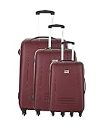 PLATINIUM Set de 3 trolleys rígidos (Burdeos)