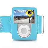yooZoo Lightweight Adjustable Velcro Workout Armband for Apple iPod nano 3G with Screen Protector - Tropical Blue