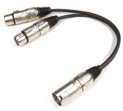 Kirlin 1 Foot Patch Y Cable Cords - XLR Male To Dual XLR FeMale Cables - 1' Pro Series Y-Cable Cord Splitter
