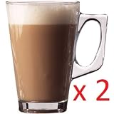 2 X Latte Coffee Glasses Mugs - (1 Pair) - Height 110mm