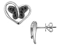 Heart & Butterfly Black Diamond Earrings 1/4 Carat (ctw) in 14K White Gold