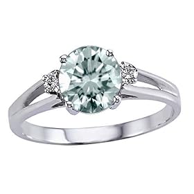 1.24 cts Genuine Aquamarine and Diamond Ring - 14kt White or Yellow Gold by Finejewelers
