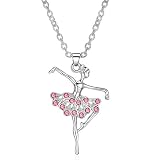 Eloi Jewelry Light Pink Dancing Ballet Necklace for Girls, Ballet Recital Gifts, Ballerina Gifts for Little Girls 16 Inch