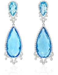 Diamond and Blue Topaz 18k White Gold Dangle Earrings