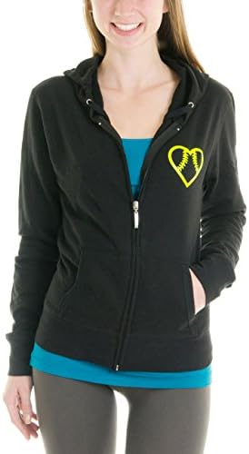 Juniors Zip Hoodie Softball with Heart Image (S-L)