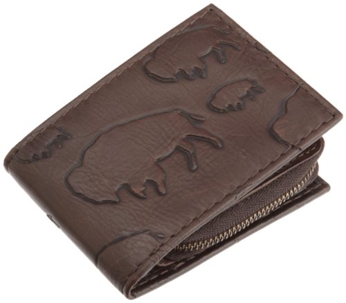 Buffalo by David Bitton Mens Grande Prairie Slim Wallet With Zip Out Coin Pocket, Brown, One Size