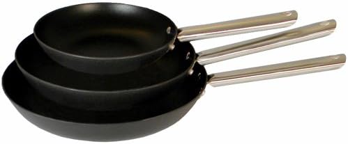 Fancy Cook Light Natural Cast Iron 3 Pieces Skillet Set - Black