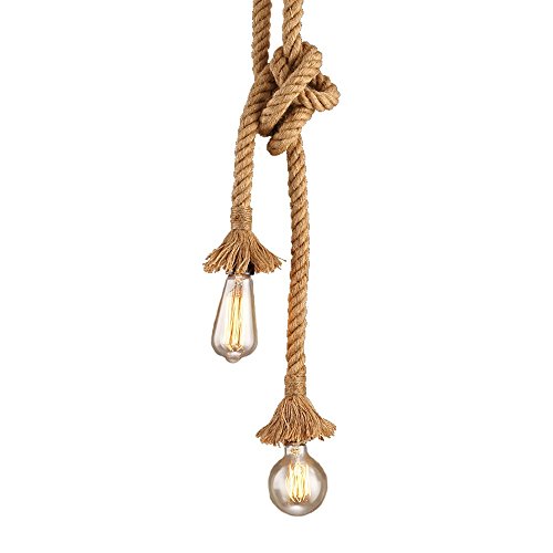 Best Buy Kiven 2 Heads Nautical Ship Rope Pendant Light Industrial Hemp Rope Hanging Light Vintage Retro Ceiling Light Rustic Light Fixture Sailing Rope Chandeliers Twisted Flaxen Rope Country Light