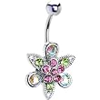 Multi Gem Fantasy Flower Belly Ring