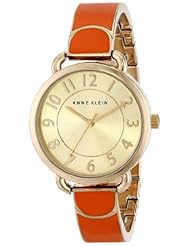 Anne Klein Womens AK/1606ORGB Gold-Tone Easy-to-Read Dial Orange Bangle Watch