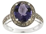 10KT WG 2.75CT IOLITE AND .25CTW CHAMPAGNE DIAMOND RING ERV $460.00