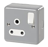 MK Metalclad Plus K2873 ALM 15 amp 1-Gang Round Pin Switch Socket