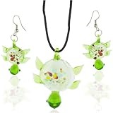 Green Multicolor Turtle Murano Glass Earrings Set