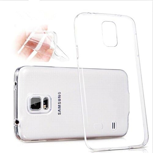 ULIKE Crystal Transparent Clear Ultra-thin 0.5mm Soft TPU Gel Skin Case Cover With [2-pack] Full High Definition (HD) Clear (Invisible) Screen Protector Film for Galaxy S5 / Galaxy SV / Galaxy S V i9600 (Transparent)