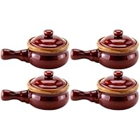 HIC Ceramic Onion-Soup Crock with Lid, Set of 4