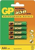 GP 950mAh AAA NiMH Rechargeable Batteries 4 Pack