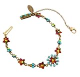 Amazing Michal Negrin Bracelet Designed with Turquoise and Multicolor Swarovski Crystals and Floral Ornaments; Vintage Style - Special Ordered and Shipped by Genuvo within 2 to 3 Weeks