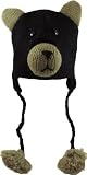 Best Price Kids DeLux Black Bear Face Wool Pilot Animal Cap/Hat with Ear Flaps and Poms