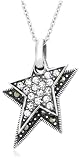 Sterling Silver Marcasite Twin Star Pendant, 18