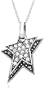 Sterling Silver Marcasite Twin Star Pendant, 18"