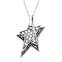 Sterling Silver Marcasite Twin Star Pendant, 18"