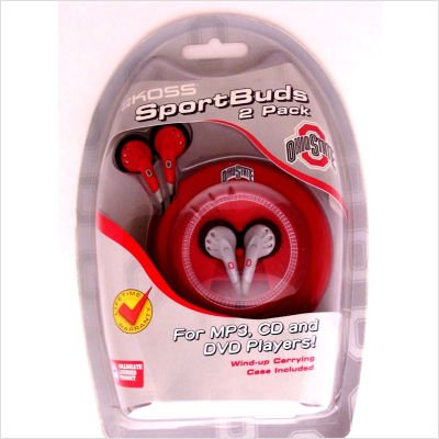 Koss Sportbuds 2-Pack Stereo Earphones with Team Logo Case (Ohio State)