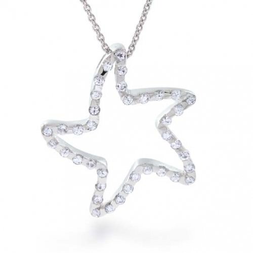 Bling Jewelry Sterling Silver CZ Etoile Happy Starfish Pendant with 16\