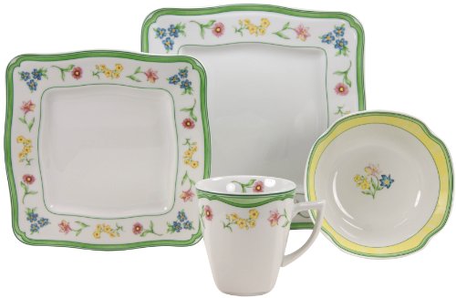 European 16-Piece Fine Porcelain Dinner Ware Set - Anna Lisa Floral Decor