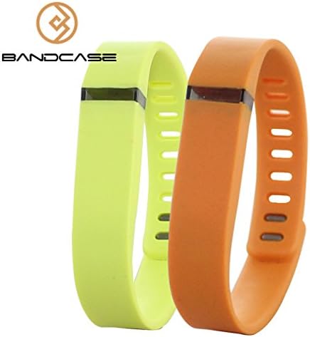 Bandcase Set Size Large L Multicolor Combinational Replacement Bands with Clasps for Fitbit Flex Only No Tracker/ Wireless Activity Bracelet Sport Wristband Fit Bit Flex Bracelet Sport Arm Band Armband (Lemon Yellow+Peach)