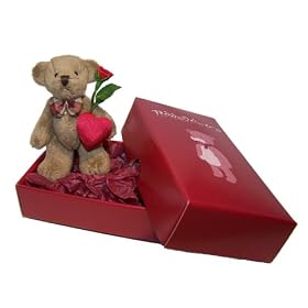 Perfect Romantic / Valentines Gift - Send This Classic Teddy Delivery Holding A Handmade Red Rose and Heart to Deliver Your Special Message. Alternative to Flowers
