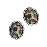 Leopard Skin Jasper Button Earrings