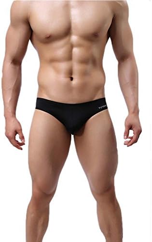 Men's Low Rise Sports Bikinis Swimwear Swimming Underwear Briefs Soft Pants L Black