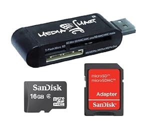 SanDisk microSDHC 16GB Flash Memory Card SDSDQM-016G-B35,Black with 19-in-1 USB 2.0 Flash Memory Card Reader