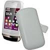 Suncase Ledertasche (Lasche mit R�ckzugfunktion) f�r Nokia C2-02 Touch / Type wei�
