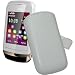 Suncase Ledertasche (Lasche mit R�ckzugfunktion) f�r Nokia C2-02 Touch / Type wei�