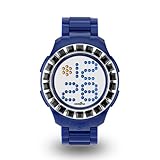 Zerone Bedazzled Blue Silver Digital Watch (Black Swarovski Crystal)
