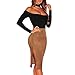 Eiffel Women's Choker Long Sleeves Off Shoulder Stretchy Bodysuit Jumpsuit Romper Summer Crop Tops