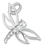 STERLING SILVER SIMPLE TIPPED DRAGONFLY WITH OPEN WINGS CHARM