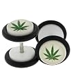 Fake Acrylic Plugs - White with Marijuana Leaf 16g Wire; 8mm - Sold as a Pair