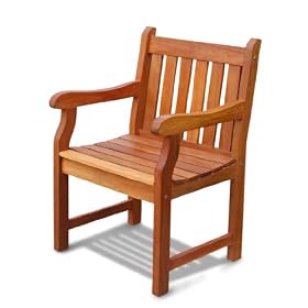 VIFAH V209 Outdoor Wood Arm Chair, Natural Wood Finish, 25 by 24 by 36-Inch